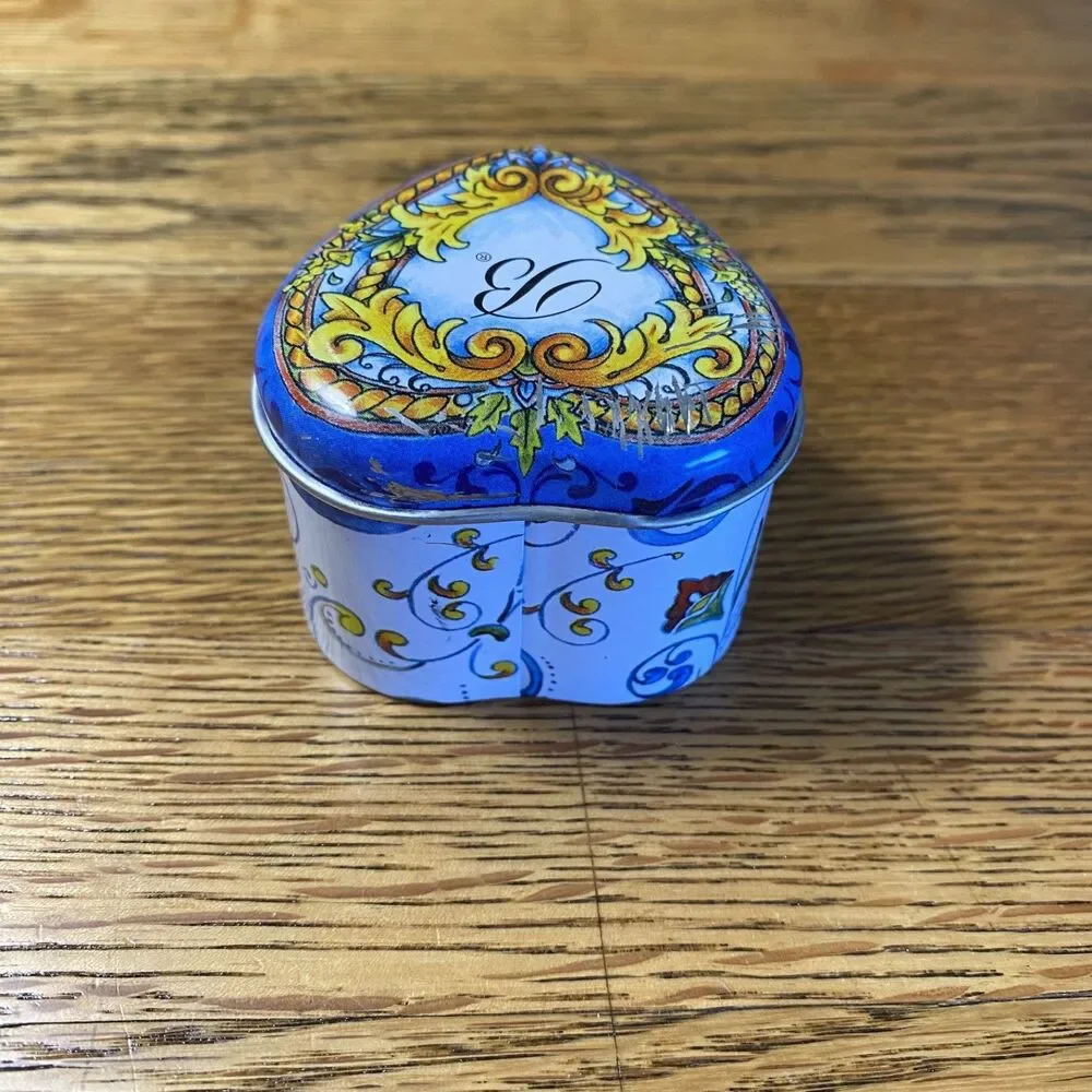 Brighton Empty Small Heart Tin Ring Box with Royal Blue Velvet Foam Insert